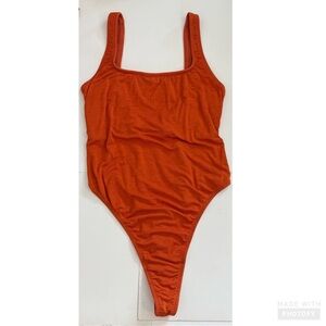 Bumi Leotard by Hara The Label Orange Sleeveless Super Soft Bodysuit Size Small